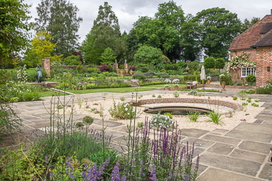The view across the gravel garden to the upper lawn